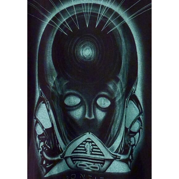 2019 Journey “Frontiers” Lucky Brand Black T-shirt Alien Graphic Blue Unisex XL - Picture 2 of 8